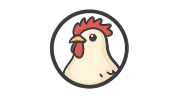 Cartoon Rooster with Red Comb and Wattle in a Circular Frame Farm Animal Illustration for Des png