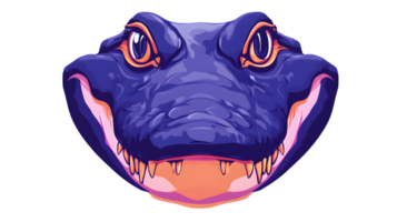 Vivid Purple Dinosaur Head with Open Mouth Sharp Teeth and Expressive Eyes for Fantasy Prehi png