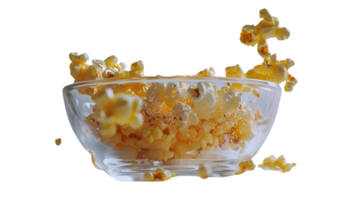A bowl of fresh popcorn with kernels popping perfect for movie night or snack visuals png