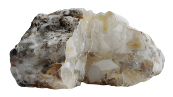 A Raw Gemstone Broken Open Revealing Internal Texture and Crystal Formation png