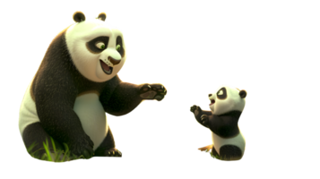 Adorable Animated Pandas Interacting in a Playful Scene png