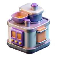 vibrant creative Futuristic kitchen appliance with automated cooking functions high quality png