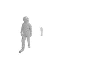 Astronaut in Space Suit Standing Against Black Background 3D Rendered Figure Futuristic Desig png