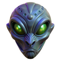impressive rustic Alien mask with intricate carvings and glowing eyes 4K png