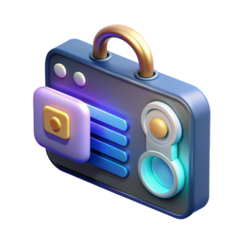 bellissimo astratto futuristico chiave magnetica con biometrico autenticazione e olografico Schermo autentico png