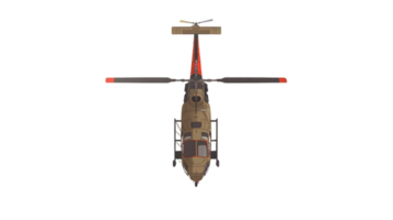 A militarystyle helicopter viewed from above showcasing its rotor blades and cockpit design f png