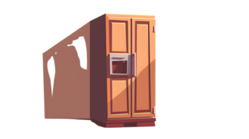 A Refrigerator with Open Door in a Minimalist Room Setting png