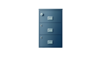 A sleek modern filing cabinet with three drawers ideal for office organization and storage so png