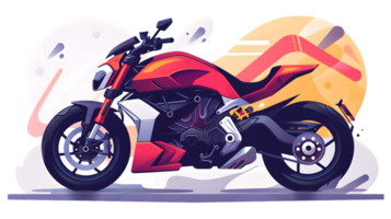 A sleek motorcycle with vibrant colors and dynamic background perfect for automotive speed a png