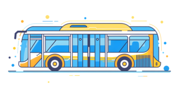 A vibrant and modern bus illustration with dynamic design elements perfect for transportation png