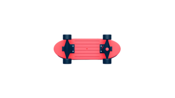 A vibrant red skateboard with black trucks and wheels perfect for sports enthusiasts and desig png