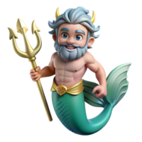 impressive modern Triton, merman, son of Poseidon, genuine png