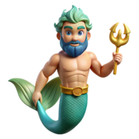 wonderful classic Triton, merman, son of Poseidon, high resolution png