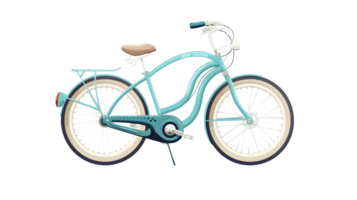 A vintagestyle bicycle with a light blue frame cream wheels and a beige seat perfect for re png