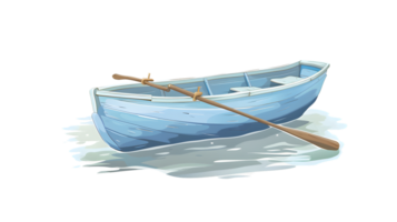 Blue Rowboat Floating on Water with Oars Ideal for Adventure and Nature Themes png