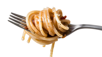 Fork Twirling Pasta with Creamy Sauce and Seasonings Culinary Delight for Food Photography and png