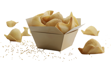 Fortune Cookies in a Takeout Box A Festive and Appetizing Display for Celebrations and Events png
