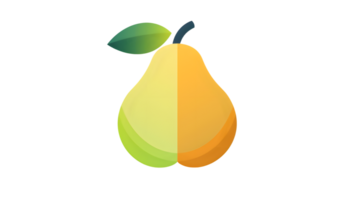 Illustrative Graphic of a Vibrant Halved Pear with Gradient Colors for Design and Culinary The png