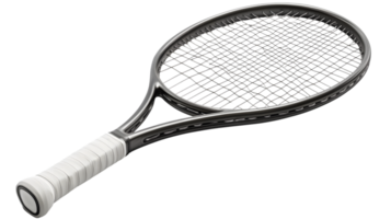 A sleek tennis racket with a detailed grip and strings ideal for sports enthusiasts and equipm png