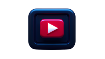 A vibrant play button icon with glowing red and blue elements ideal for media technology and png