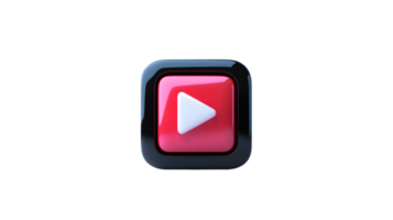 A vibrant red play button icon with a sleek black border ideal for multimedia and digital cont png
