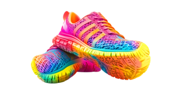 Vibrant Athletic Shoes with Rainbow Colors and Dynamic Design for Fitness and Style png