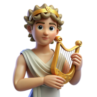wonderful minimalist Apollo, God of Music and Poetry, holding lyre, authentic png