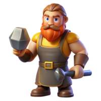impressive abstract Hephaestus, God of the Forge, holding hammer, authentic png