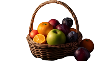 A basket brimming with fresh colorful fruits including citrus and stone fruits perfect for he png