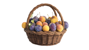 A basket brimming with fresh colorful fruits perfect for culinary and decorative uses png