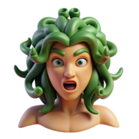 magnificent rustic Medusa, snake-haired gorgon, terrifying, detailed png