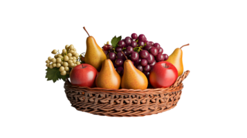 A basket brimming with fresh fruits including apples pears and grapes perfect for health di png