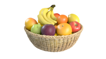 A basket brimming with fresh fruits including bananas apples oranges and pears perfect for png