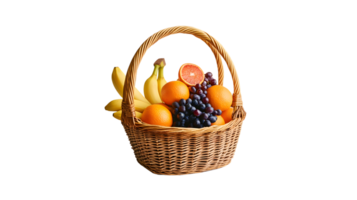 A basket brimming with fresh fruits including bananas oranges and grapes perfect for health png