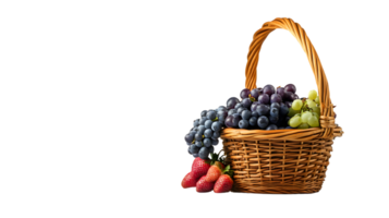 A basket brimming with fresh fruits including grapes and strawberries perfect for health diet png