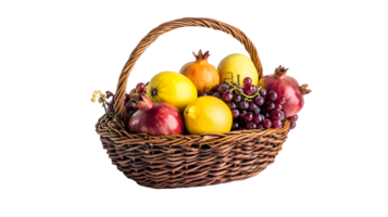 A basket brimming with fresh fruits including citrus berries and stone fruits perfect for he png