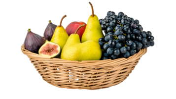 A basket brimming with fresh fruits including pears grapes and figs perfect for health diet png