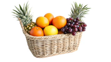 A basket brimming with fresh tropical and citrus fruits perfect for health diet and culinary png