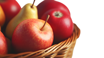 Fresh Fruits in a Woven Basket A Vibrant Display of Apples and Pears for Healthy Eating and Cu png