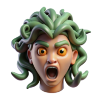 serene abstract Gorgon Head, petrified gaze, terrifying, genuine png