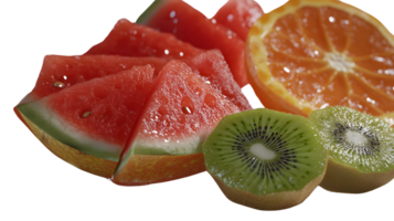 Fresh juicy watermelon orange and kiwi slices png