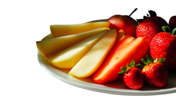 Fresh Sliced Fruits on a Plate A Vibrant Display of Healthy Snacks and Nutritious Delights for png