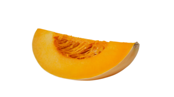 A vibrant slice of orange fruit with a smooth texture and visible seeds ideal for culinary and png