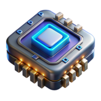 serene classic Cyberpunk Data Chip, glowing circuits, metallic casing high resolution png