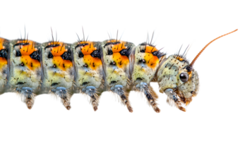 CloseUp of a Colorful Caterpillar with Intricate Patterns and Spines png
