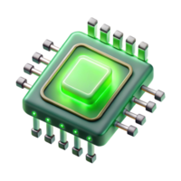 dramatic rustic Artificial intelligence chip, glowing green, complex circuitry genuine png