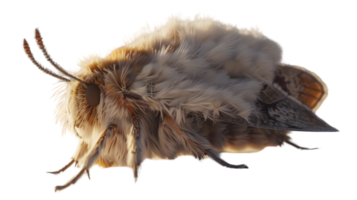 Detailed CloseUp of a Fuzzy Insect with Intricate Wing Patterns and Soft Textures for Nature png