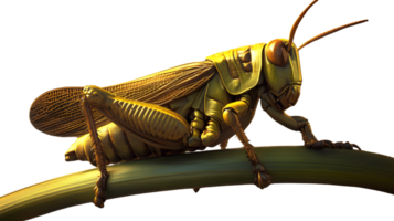 Detailed CloseUp of a Grasshopper Perched on a Stem Highlighting Its Intricate Features and V png