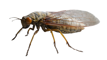 Detailed CloseUp of an Insect with Transparent Wings and Distinctive Features for Educational png