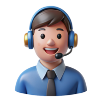 serene rustic Smiling customer service representative, headset on, high quality png